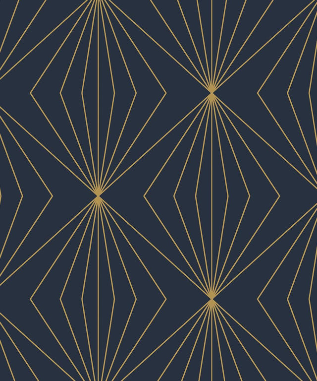 Seabrook Gem Geometric Dark Blue & Metallic Gold Wallpaper