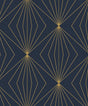 Seabrook Gem Geometric Dark Blue & Metallic Gold Wallpaper
