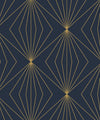 Seabrook Gem Geometric Dark Blue & Metallic Gold Wallpaper