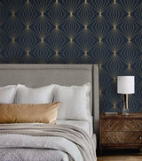 Seabrook Gem Geometric Blue Wallpaper