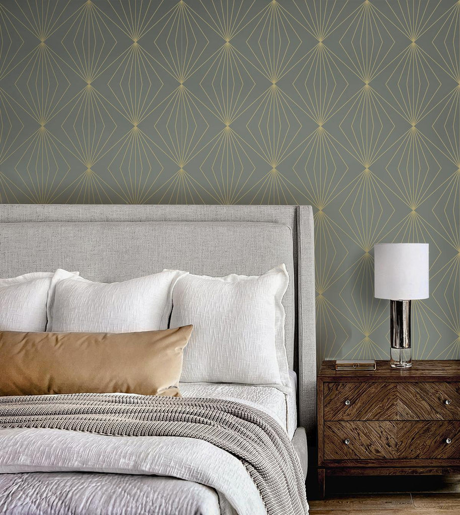 Seabrook Gem Geometric Grey Wallpaper