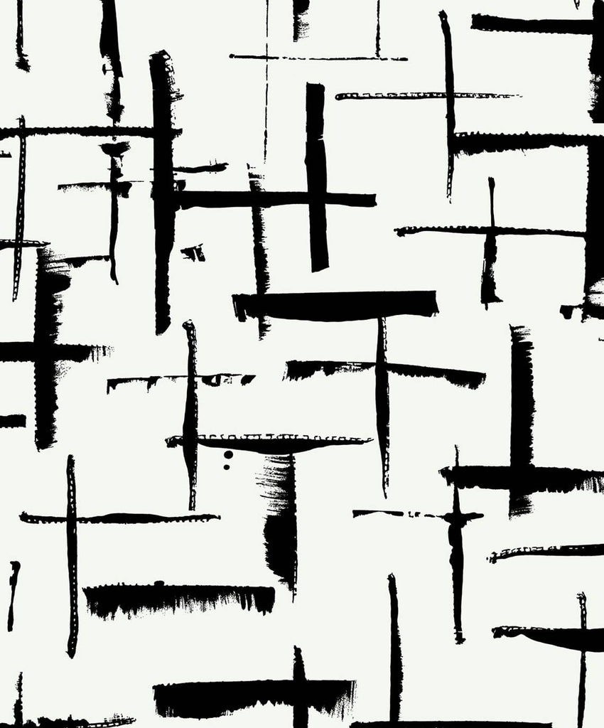 Seabrook Crosshatch Abstract Black Wallpaper