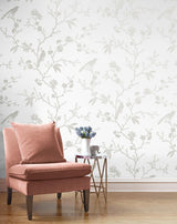 Seabrook Songbird Chinoiserie Silver Wallpaper