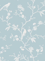 Seabrook Songbird Chinoiserie Blue Skies Wallpaper