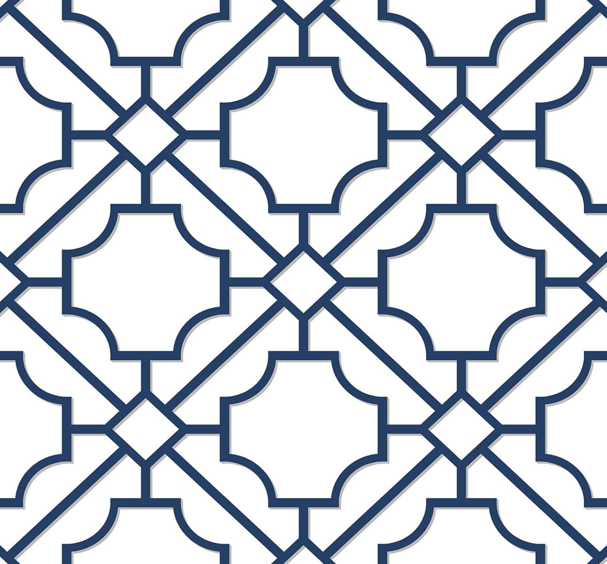 Seabrook Lattice Geo Navy Blue Wallpaper