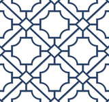 Seabrook Lattice Geo Navy Blue Wallpaper