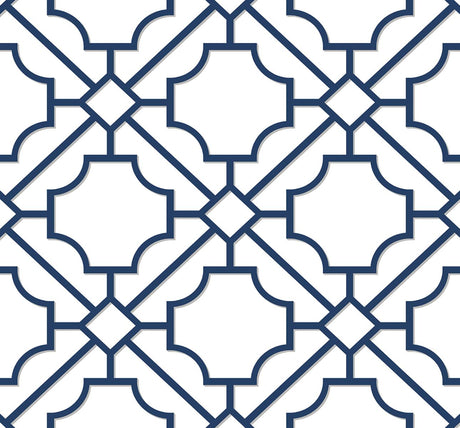 Seabrook Lattice Geo Navy Blue Wallpaper