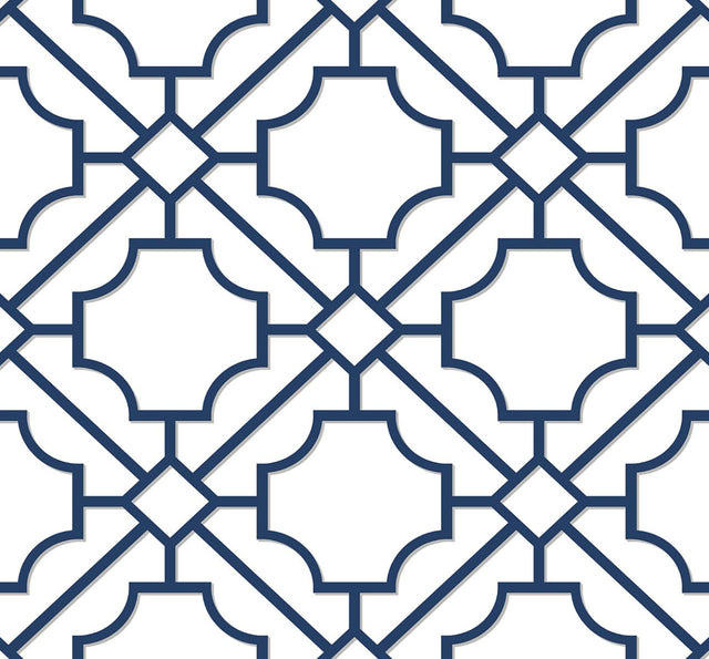 Seabrook Lattice Geo Navy Blue Wallpaper
