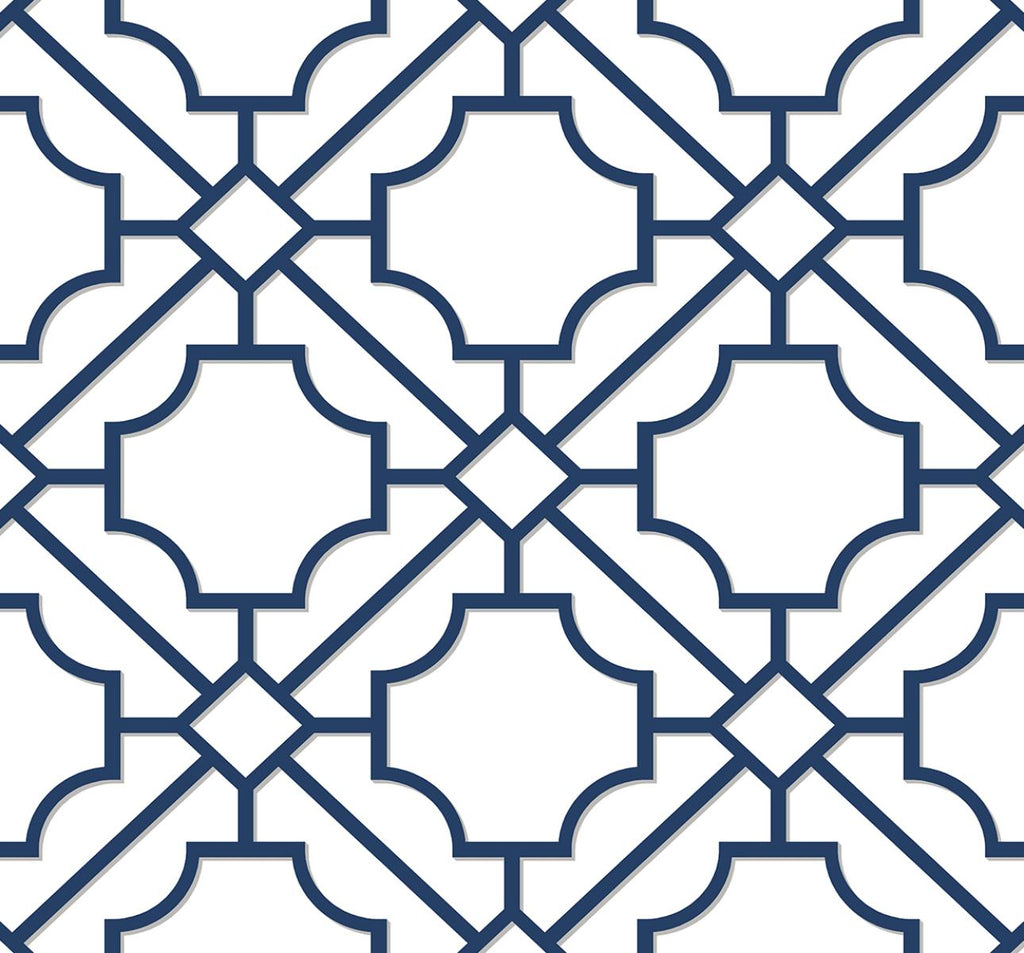 Seabrook Lattice Geo Blue Wallpaper