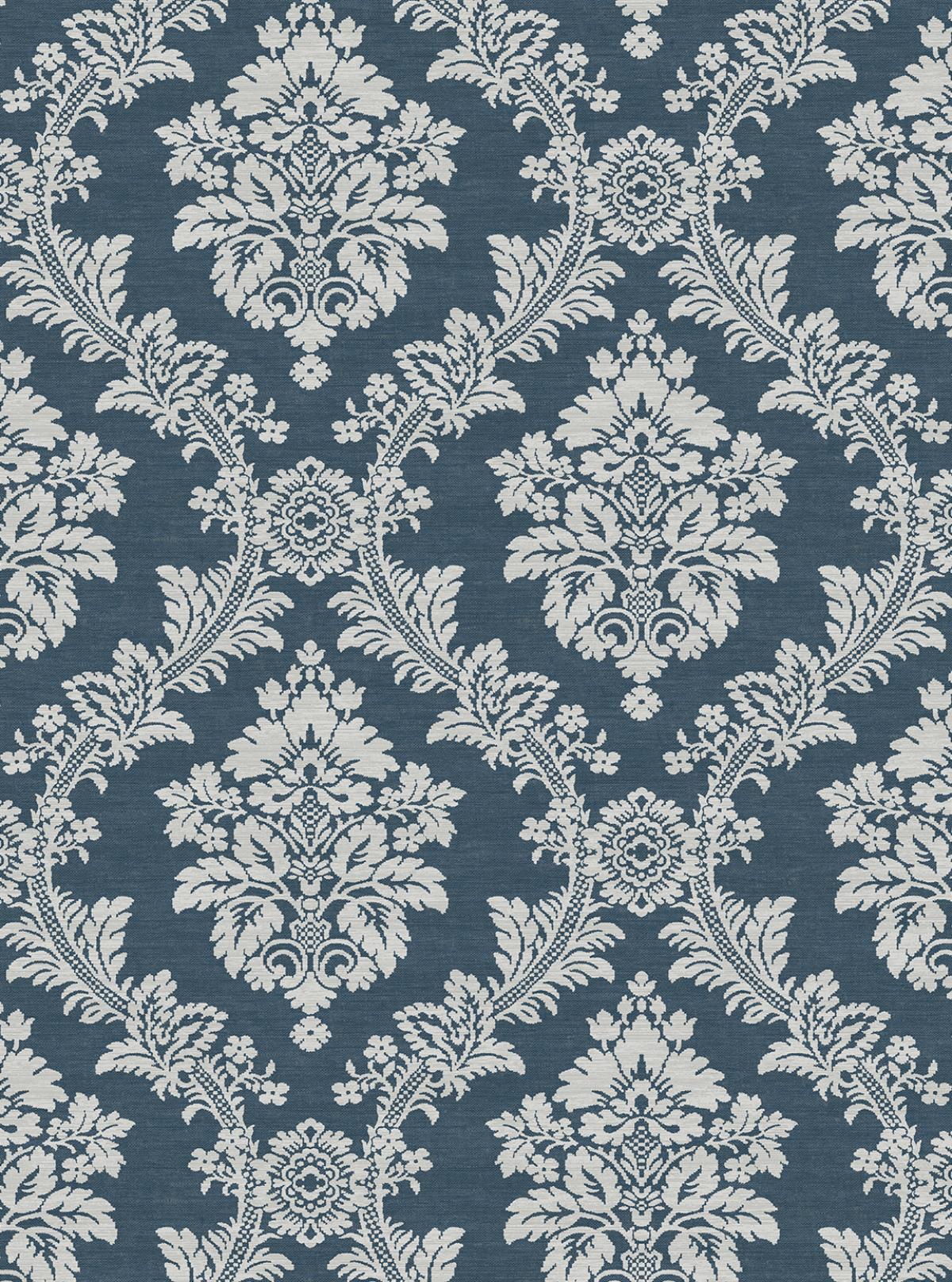 Seabrook Seaside Damask Denim Blue Wallpaper