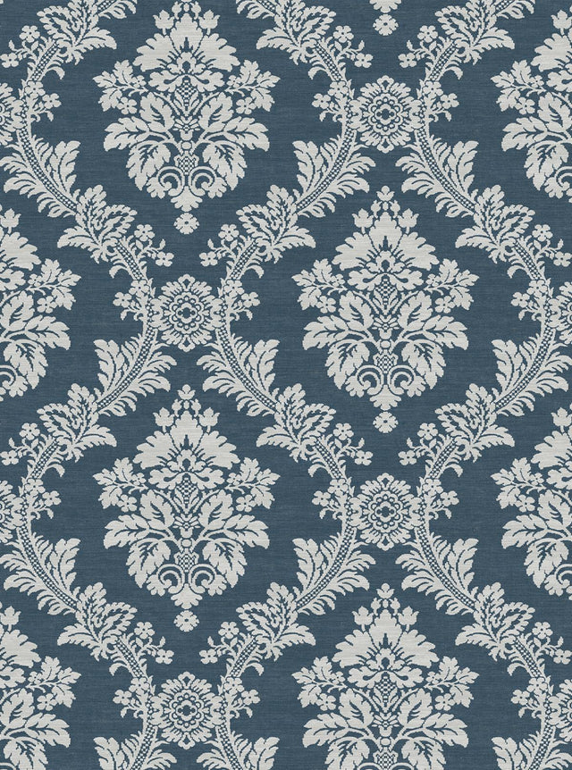 Seabrook Seaside Damask Denim Blue Wallpaper