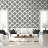 Seabrook Grassland Palm Black Wallpaper
