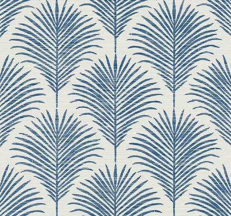 Seabrook Grassland Palm Coastal Blue Wallpaper