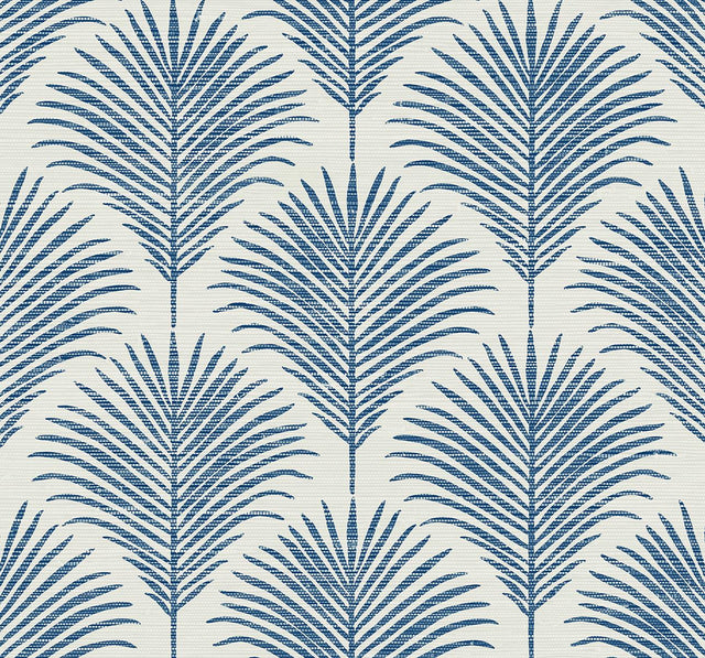 Seabrook Grassland Palm Coastal Blue Wallpaper