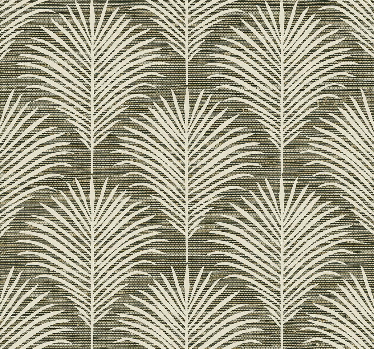 Seabrook Grassland Palm Charcoal & Sand Wallpaper