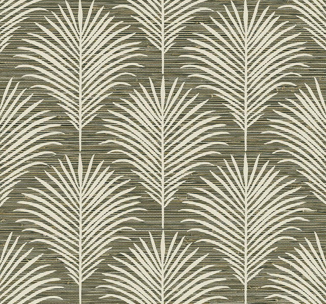 Seabrook Grassland Palm Charcoal & Sand Wallpaper