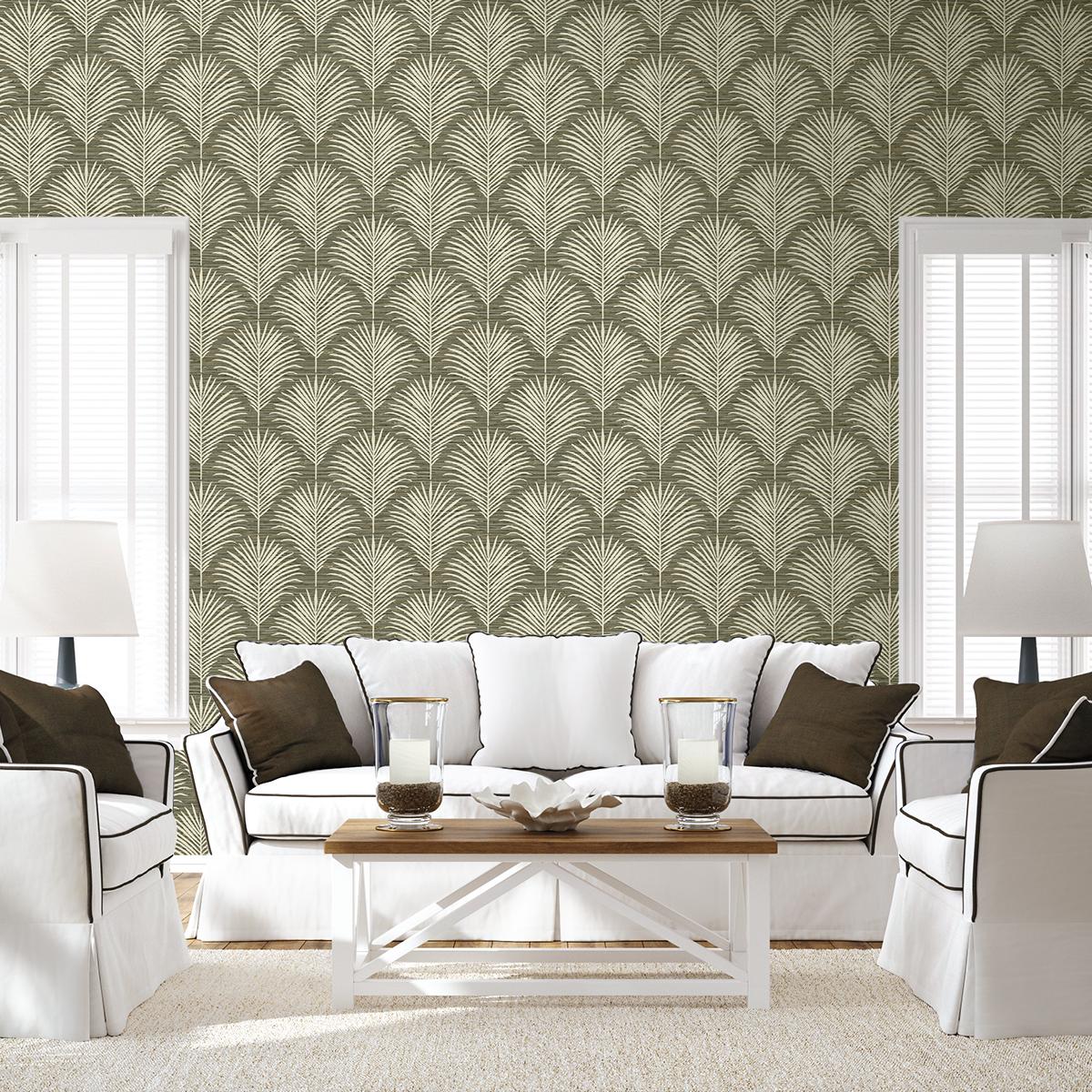 Seabrook Grassland Palm Tan Wallpaper