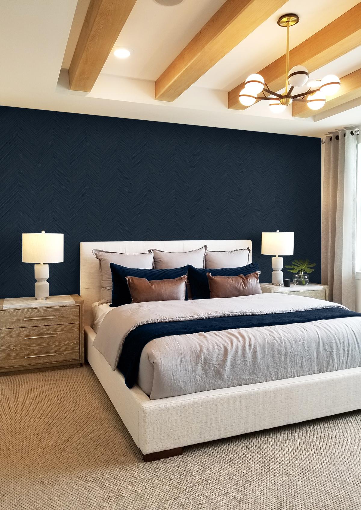 Seabrook Chevron Stripe Blue Wallpaper