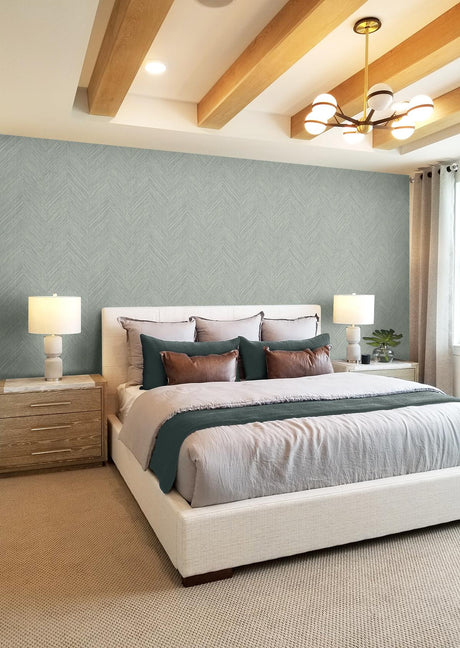 Seabrook Chevron Stripe Blue Wallpaper