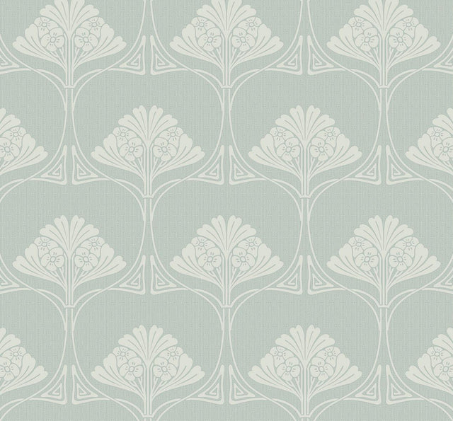 Seabrook Deco Floral Aloe Mist Wallpaper