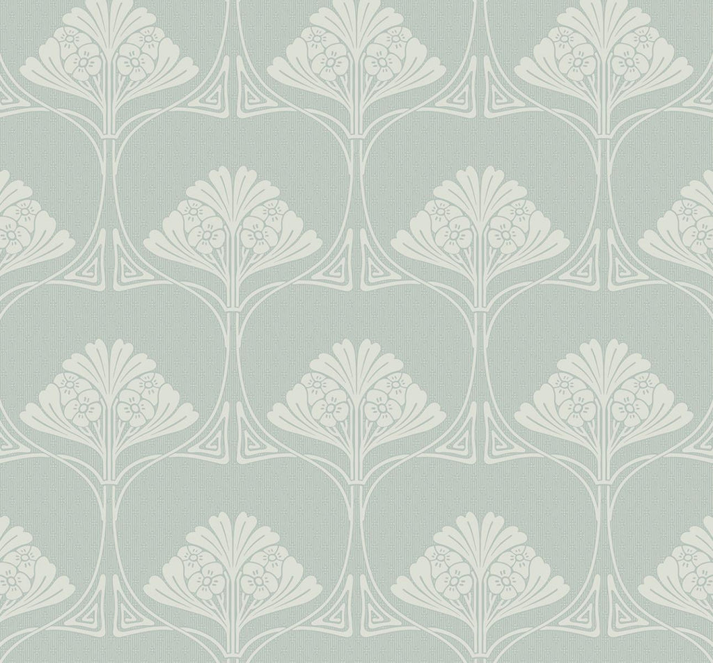 Seabrook Deco Floral Green Wallpaper