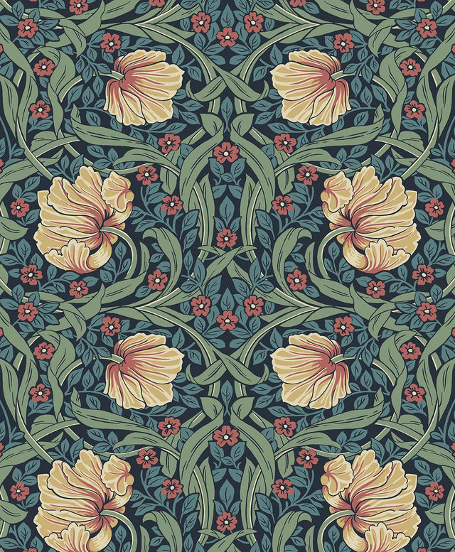 Seabrook Pimpernel Garden Bluestone & Clay Wallpaper