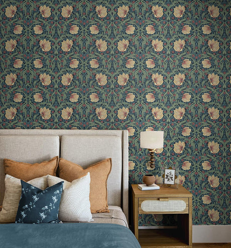 Seabrook Pimpernel Garden Blue Wallpaper