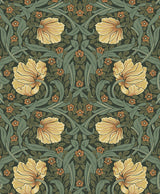 Seabrook Pimpernel Garden Meadow Green & Amber Wallpaper