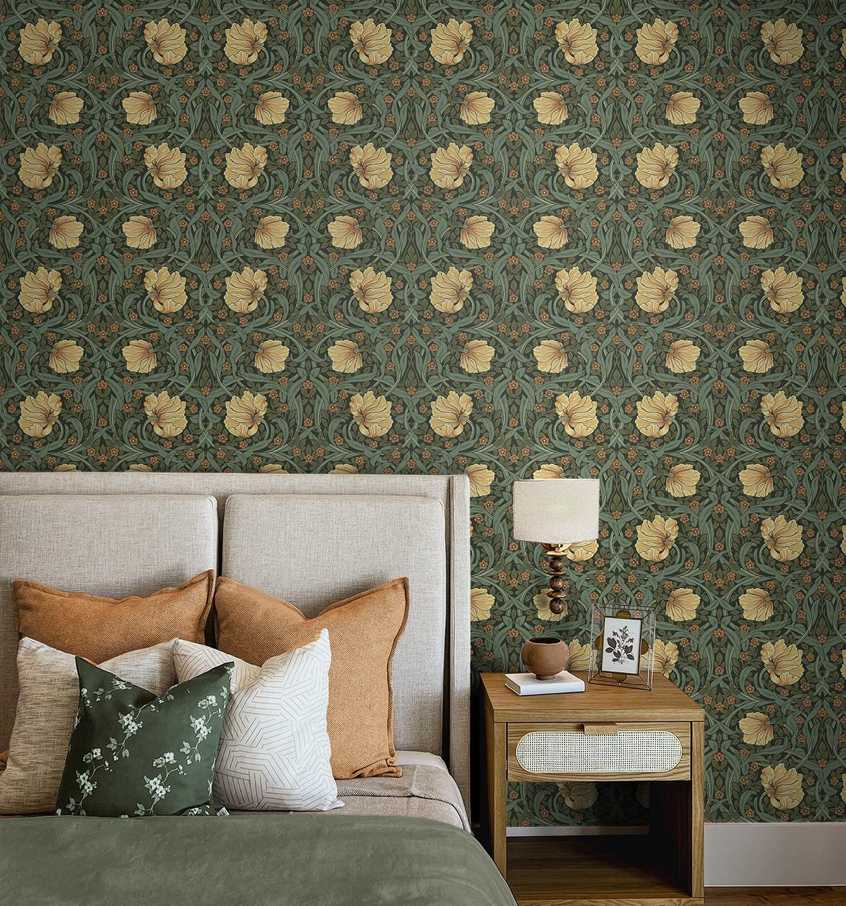 Seabrook Pimpernel Garden Green Wallpaper
