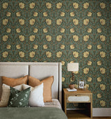 Seabrook Pimpernel Garden Green Wallpaper