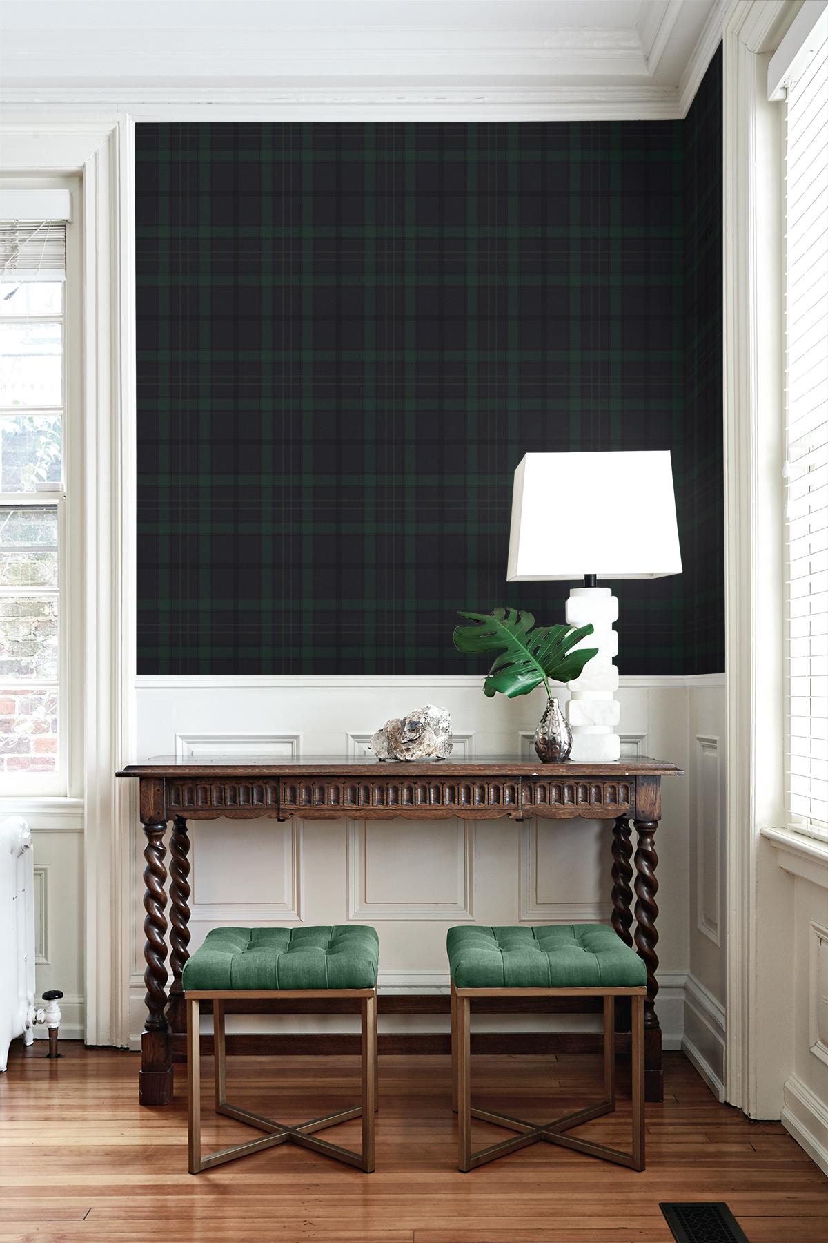 Seabrook Tailor Plaid Blue Wallpaper