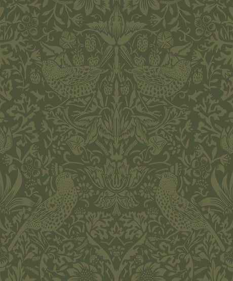 Seabrook Tonal Bird Garden Moss Green Wallpaper