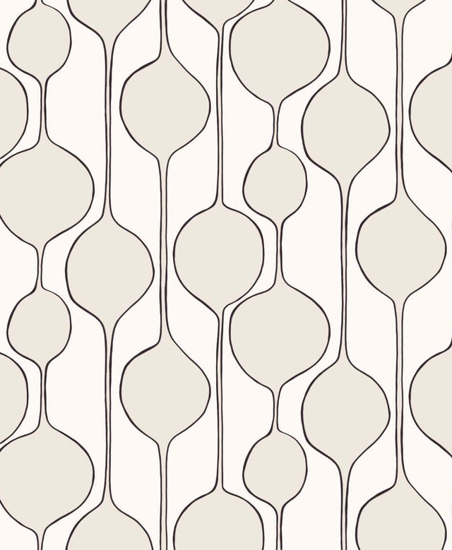 Seabrook Bubble Stripe Marshmallow Wallpaper