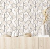 Seabrook Bubble Stripe Off-White Wallpaper