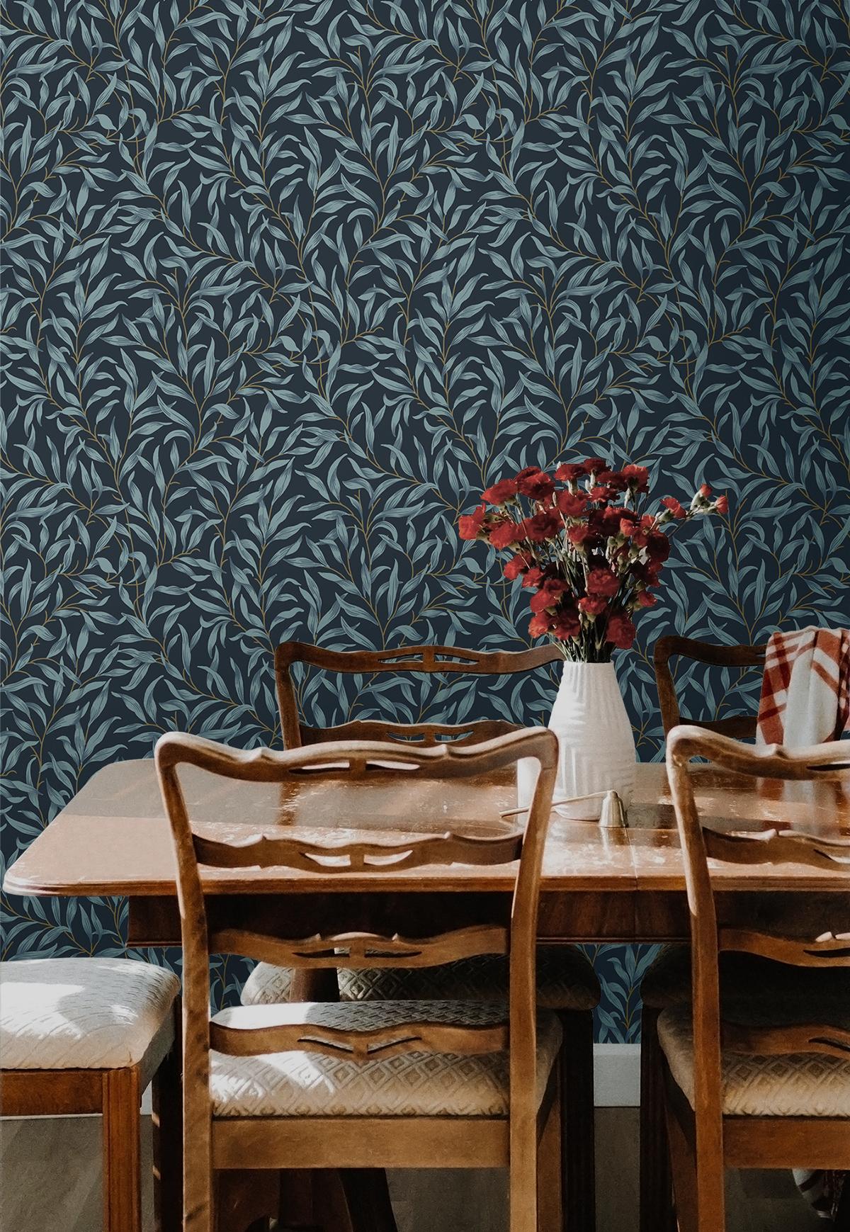 Seabrook Willow Trail Blue Wallpaper