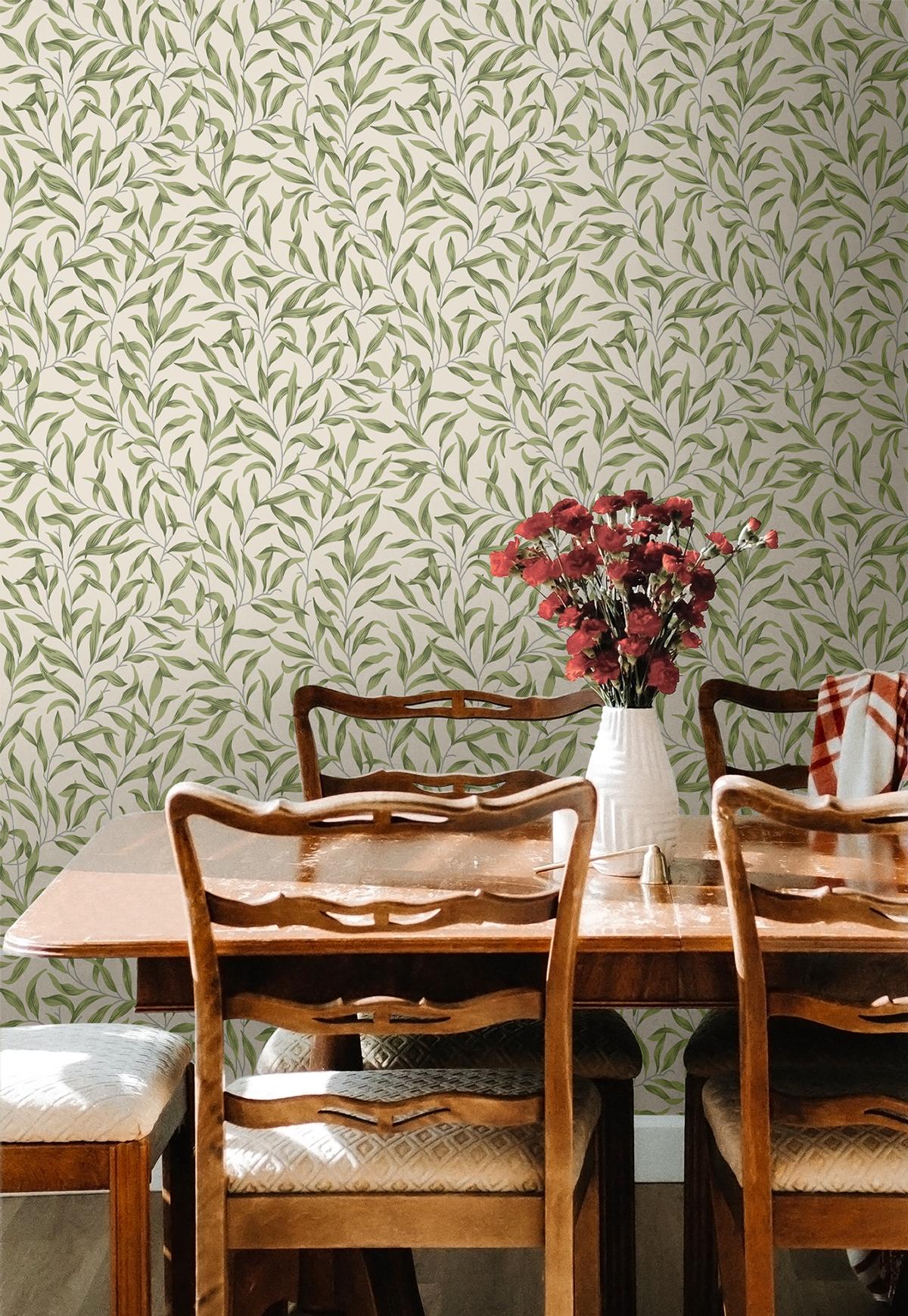 Seabrook Willow Trail Green Wallpaper