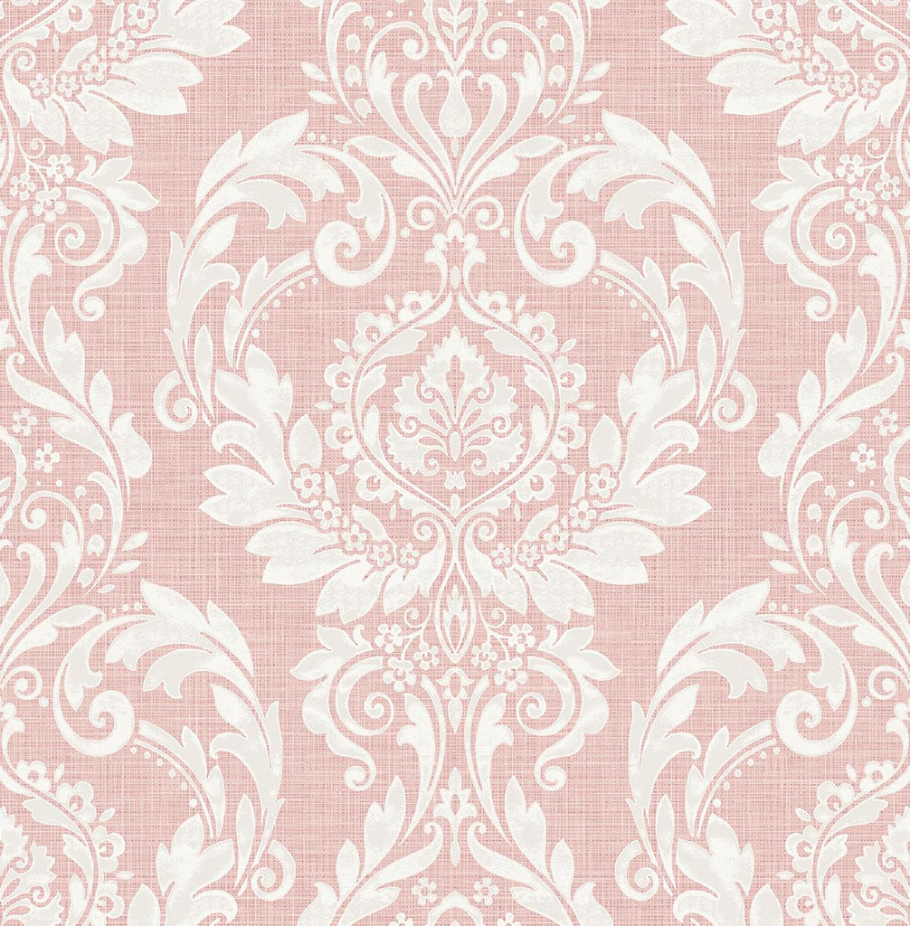 Seabrook Cora Damask Pink Wallpaper
