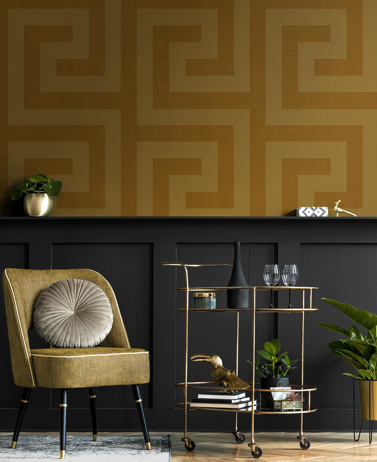 Seabrook Maze Geo Gold Wallpaper