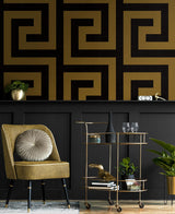 Seabrook Maze Geo Black Wallpaper