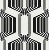 Seabrook Striped Geo Ebony Wallpaper