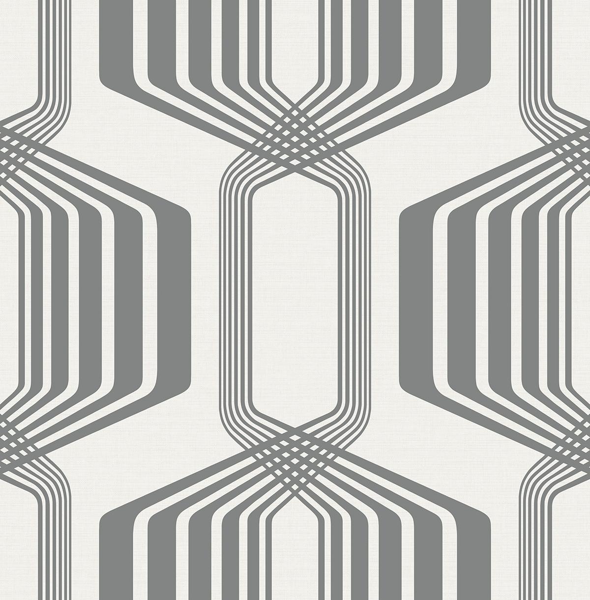 Seabrook Striped Geo Metallic Silver Wallpaper