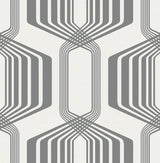 Seabrook Striped Geo Metallic Silver Wallpaper