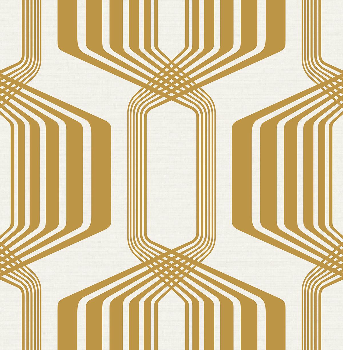 Seabrook Striped Geo Metallic Gold Wallpaper