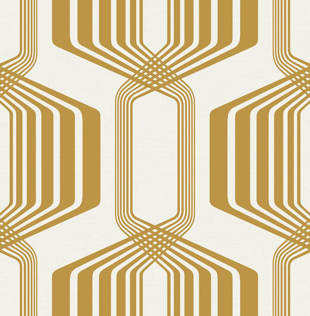Seabrook Striped Geo Metallic Gold Wallpaper