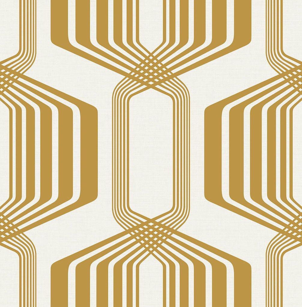 Seabrook Striped Geo Gold Wallpaper