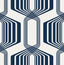 Seabrook Striped Geo Blue Sapphire Wallpaper