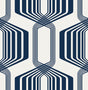 Seabrook Striped Geo Blue Sapphire Wallpaper