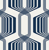 Seabrook Striped Geo Blue Sapphire Wallpaper