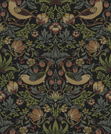 Seabrook Strawberry Garden Black Wallpaper