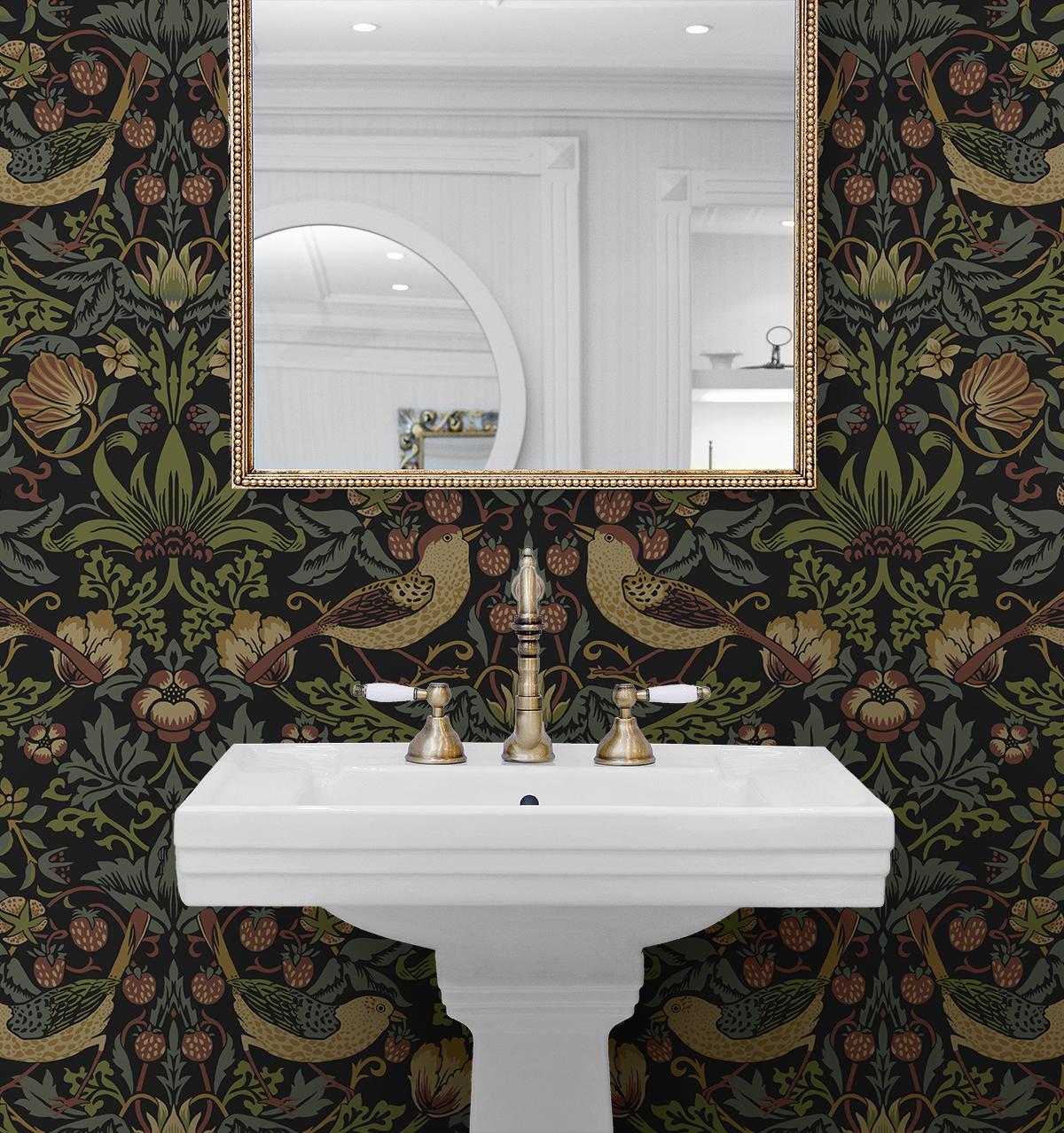 Seabrook Strawberry Garden Black Wallpaper